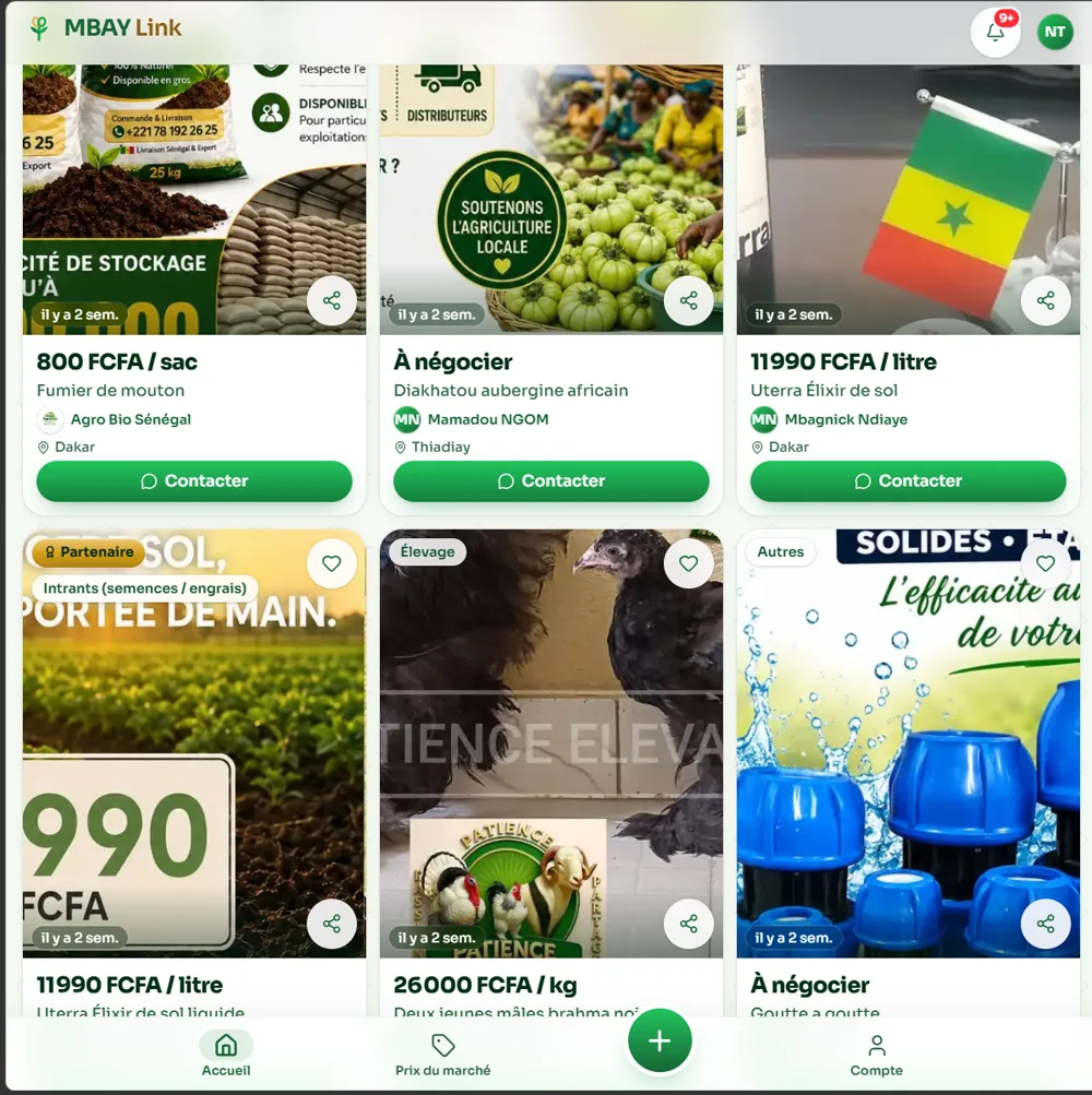 MBAY Link — annonces de services et matériel agricole, vendeurs réels