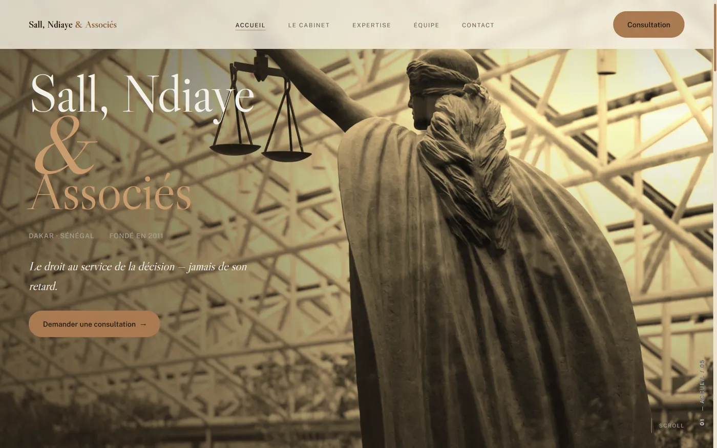 Site du cabinet Sall, Ndiaye & Associés