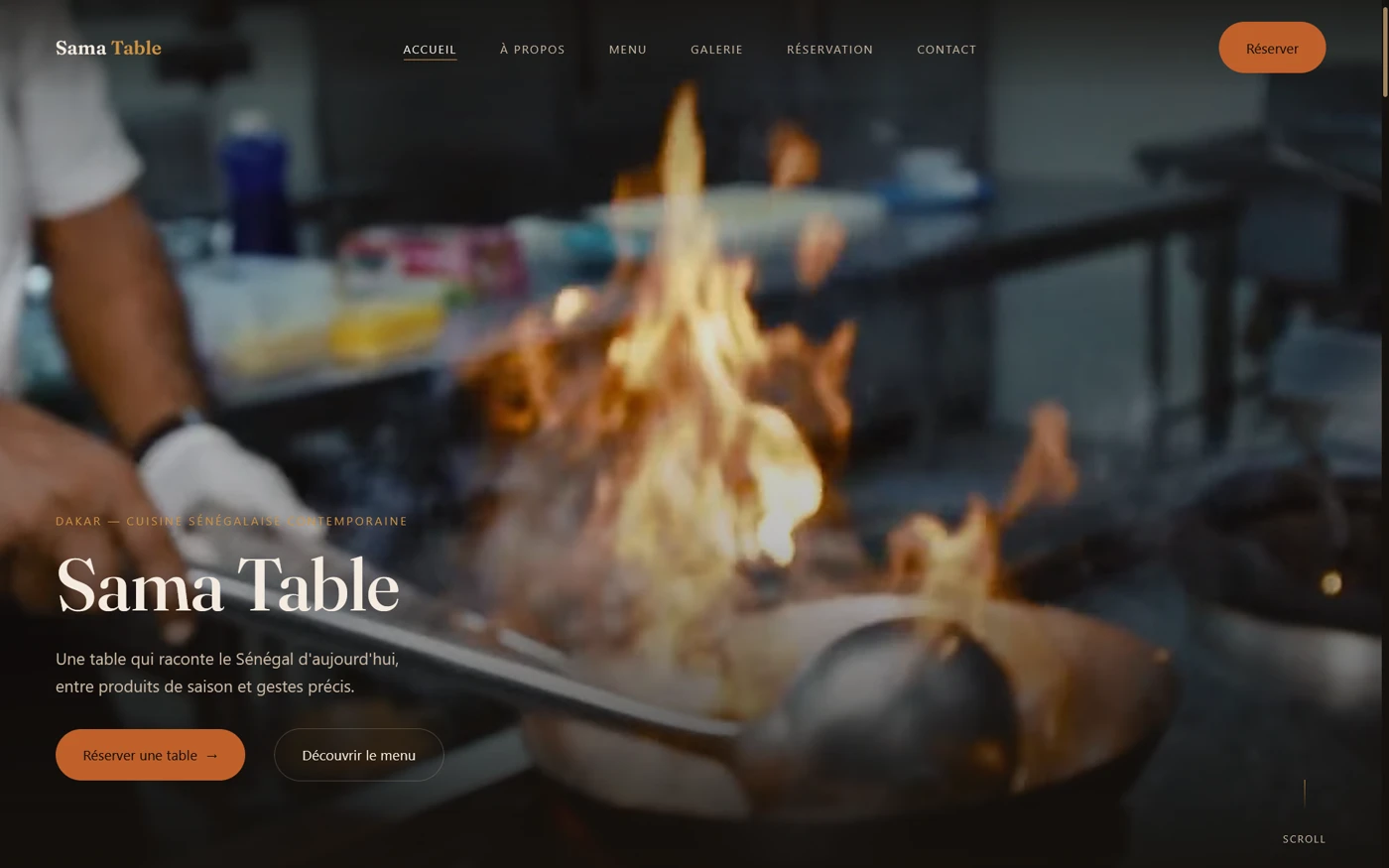 Sama Table — page d'accueil, cuisine sénégalaise contemporaine